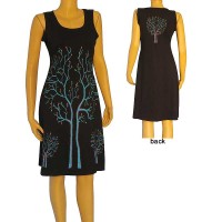 Trees print embroidered dress