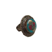 Chakra spiral brass finger ring