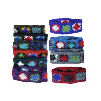 2 color flowers joined woolen net headband