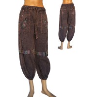 Embroidered patch deco cotton trouser