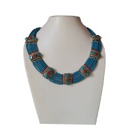 Silver decorated Tibetan turquoise necklace