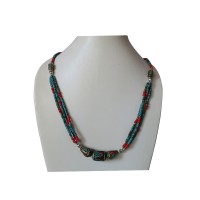 Pote and decorated beads Tibetan necklace