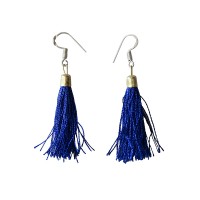 Blue color silk yarn earring