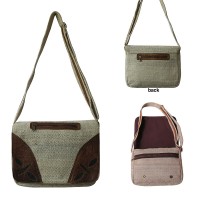 Leather joined hemp office bag