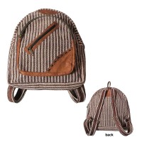 Stripy hemp-leather day bag
