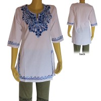 Embroidered cotton white kurtha top2