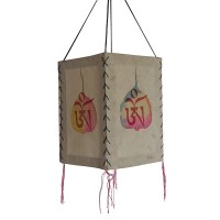 Tibetan OM on Bodhi leaves 4-fold lampshade