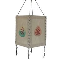 Sanskrit OM on Bodhi leaves 4-fold lampshade