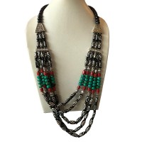 Small Dzi pattern bone beads Tibetan necklace