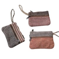 3-zipper hemp-cotton purse