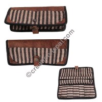 Leather-hemp cotton wallet purse
