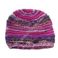 Wool and silk mixed pink cap