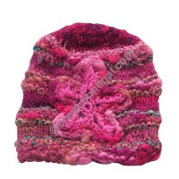 Wool-silk pink star cap