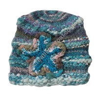 Wool-silk turquoise star cap