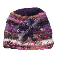 Wool-silk purple star cap