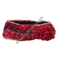 Silk-wool flower red headband