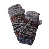 Wool and silk Grey tube gloves