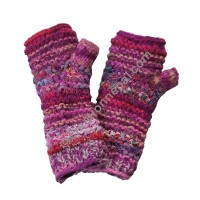 Wool and silk Pink tube gloves