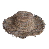 Turquoise natural hemp round hat