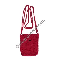 Cotton crochet small red bag
