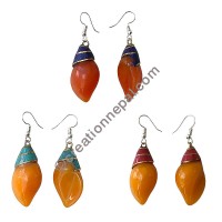 Conch shape amber earring
