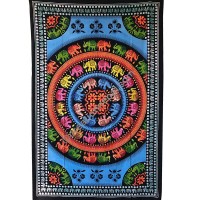 Colorful elephants Mandala tapestry
