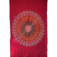 Circle mandala printed red tapestry