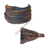 Cotton knitting orange-blue mixed headband