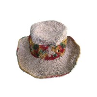 Flower net hemp cotton round hat