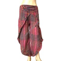 Stripy Brown sides open embroidered trouser