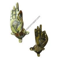 Two finger touched hand shiny door handle