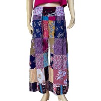 Printed flowers patch-work trouser