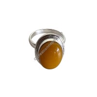 White metal Amber finger ring