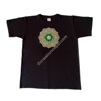 Om Mandala embroidered stretchy cotton T-shirt