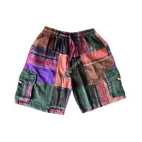 Stripy Shyama patch work purple shorts
