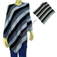 Pashmina soft wool stripes poncho