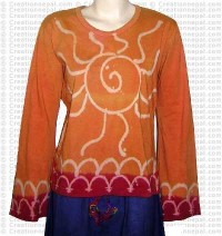 Sari design rib cotton full Tshirt 1