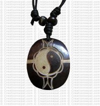 Ying-Yang oval bone pendant