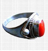 Coral stone finger ring 2