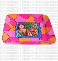 Mithila painting square tray
