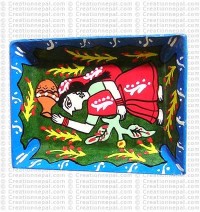 Mithila art - woman with water pot small tray