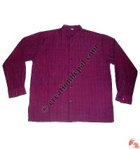 Shyama cotton round neck plain shirt-maroon