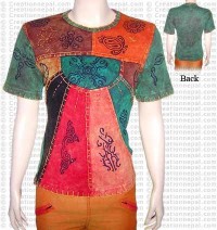 Crochet design multi-prints t-shirt