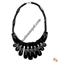Beads & Buddha eye black necklace