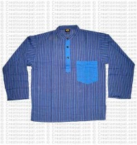 Long sleeves patch pocket adult shirt-blue