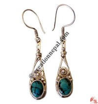 Silver wire Turquoise ear rings