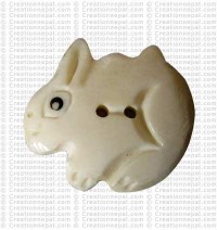 Rabbit shape bone button (packet of 10)
