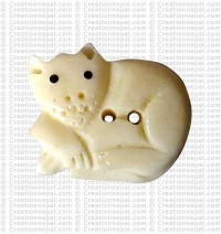 Cat shape bone button (packet of 10)