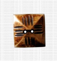 Lines carved square bone button (packet of 10)