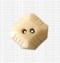 Lines carved octagonal bone button (packet of 10)